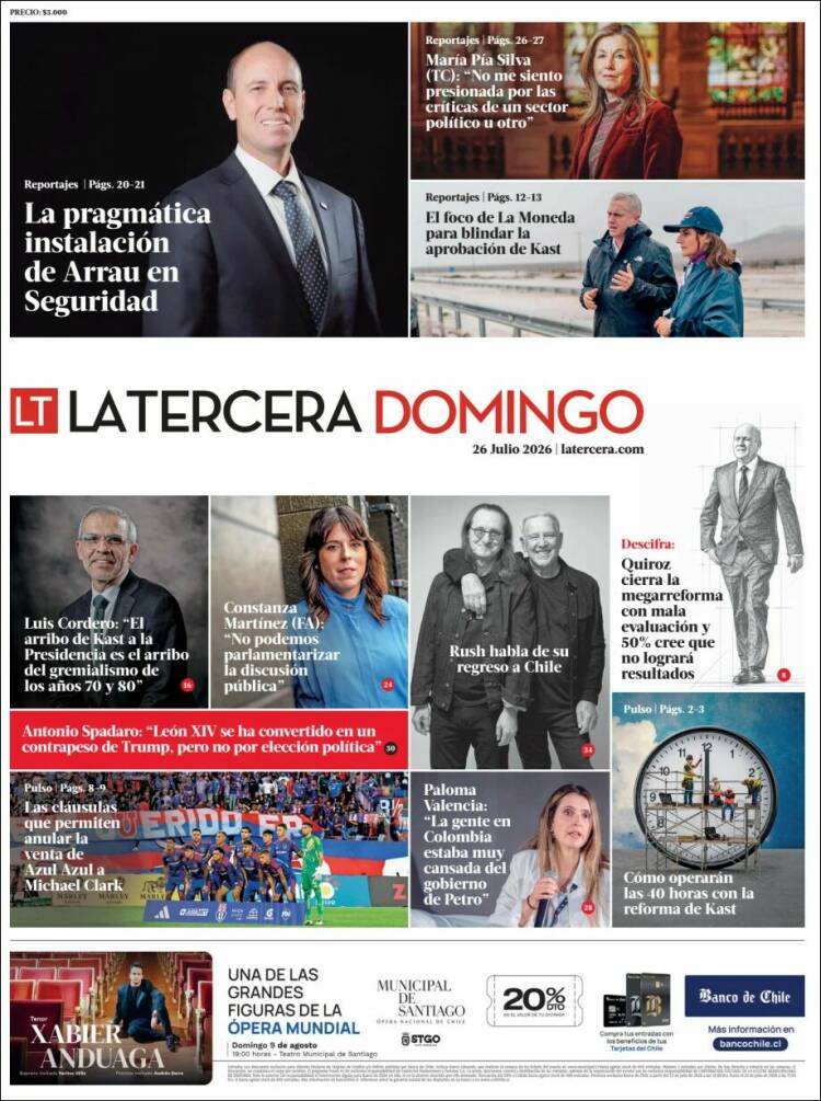 Portada de La Tercera (Chile)