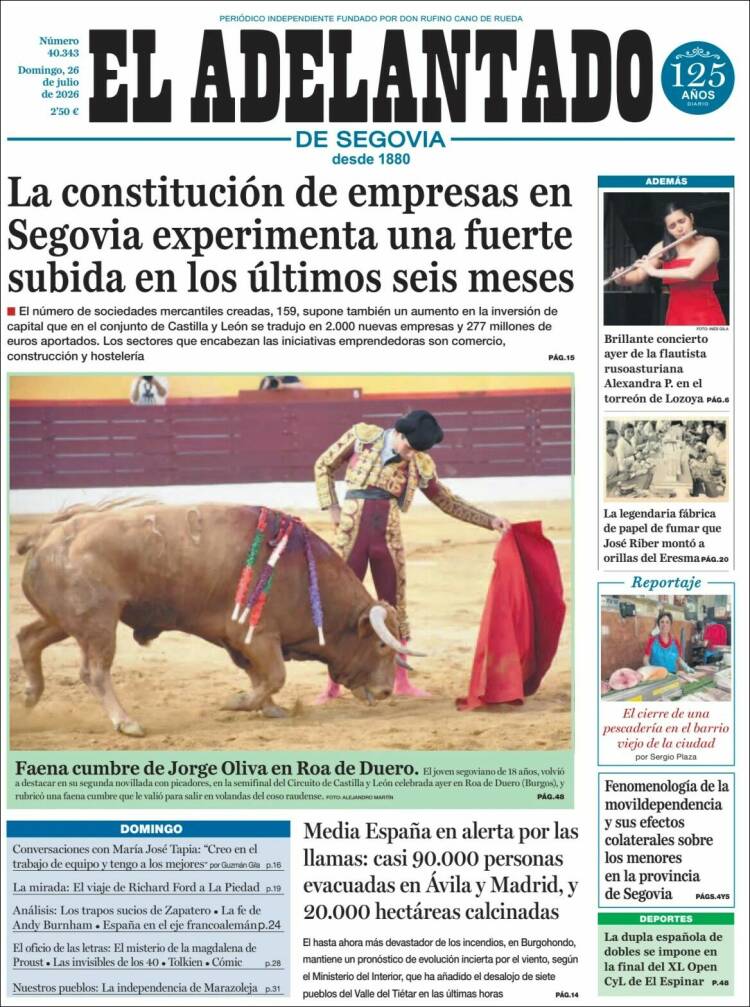 Portada de El Adelantado de Segovia (Espa&ntilde;a)