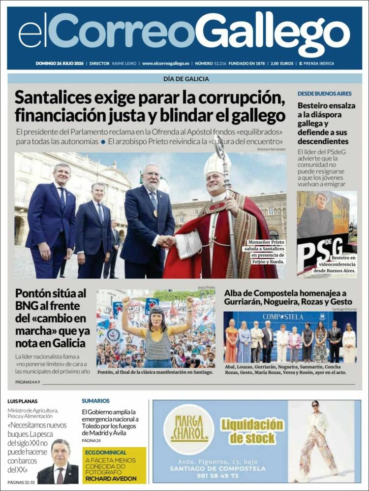 Portada de El Correo Gallego (Espa&ntilde;a)