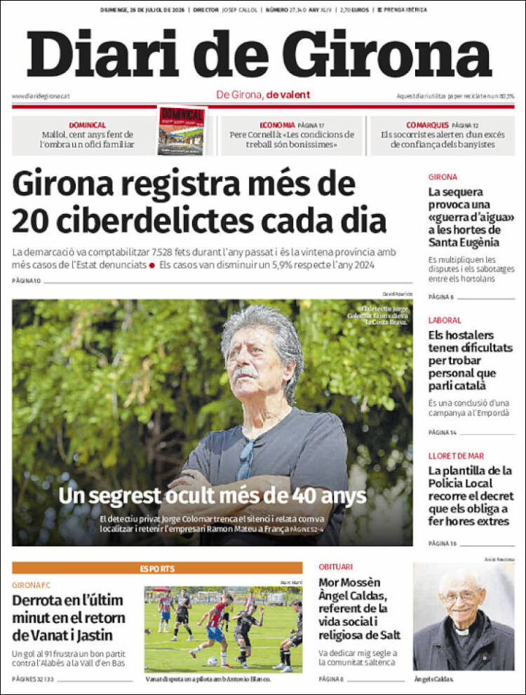 Portada de Diari de Girona (Espa&ntilde;a)