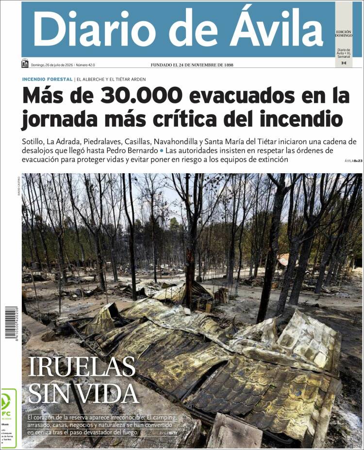 Portada de Diario de Ávila (Espa&ntilde;a)