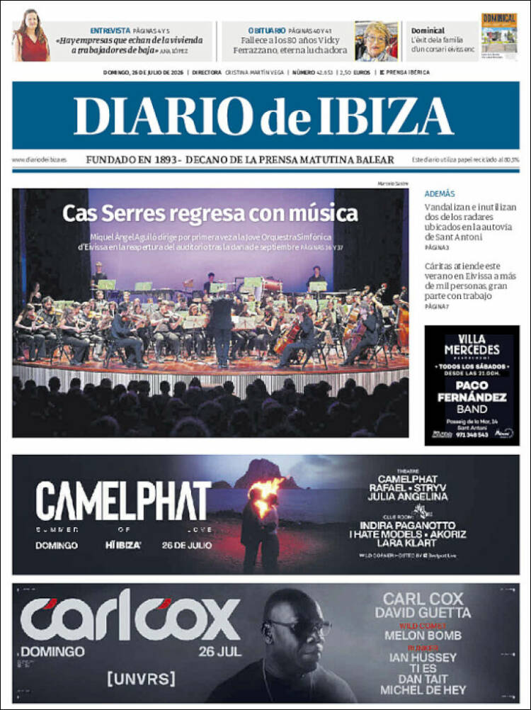 Portada de Diario de Ibiza (Espa&ntilde;a)