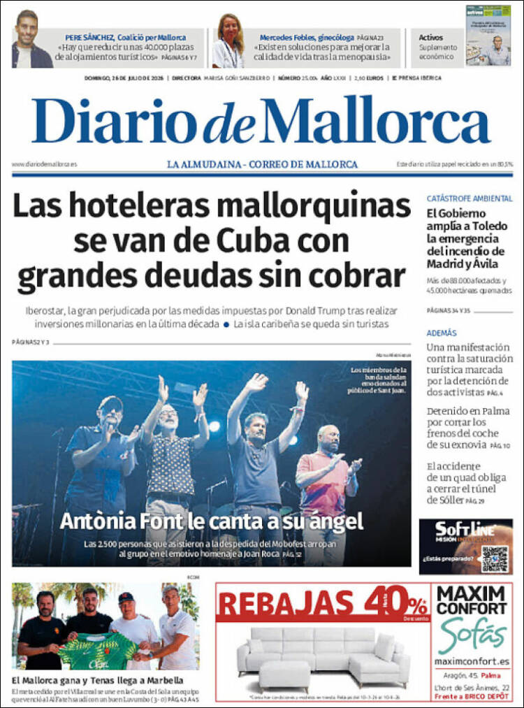 Portada de Diario de Mallorca (Espa&ntilde;a)