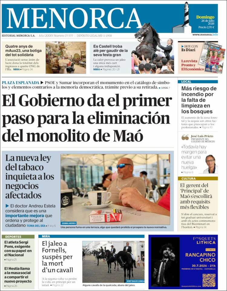Portada de Menorca - Diario Insular (Espa&ntilde;a)