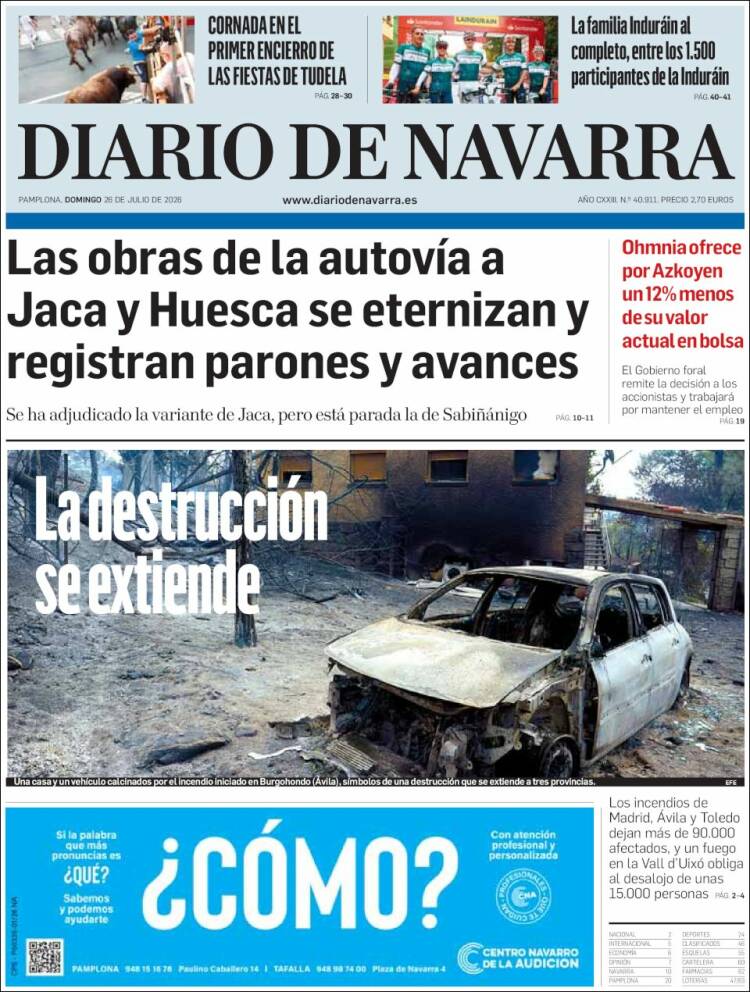 Portada de Diario de Navarra (Espa&ntilde;a)