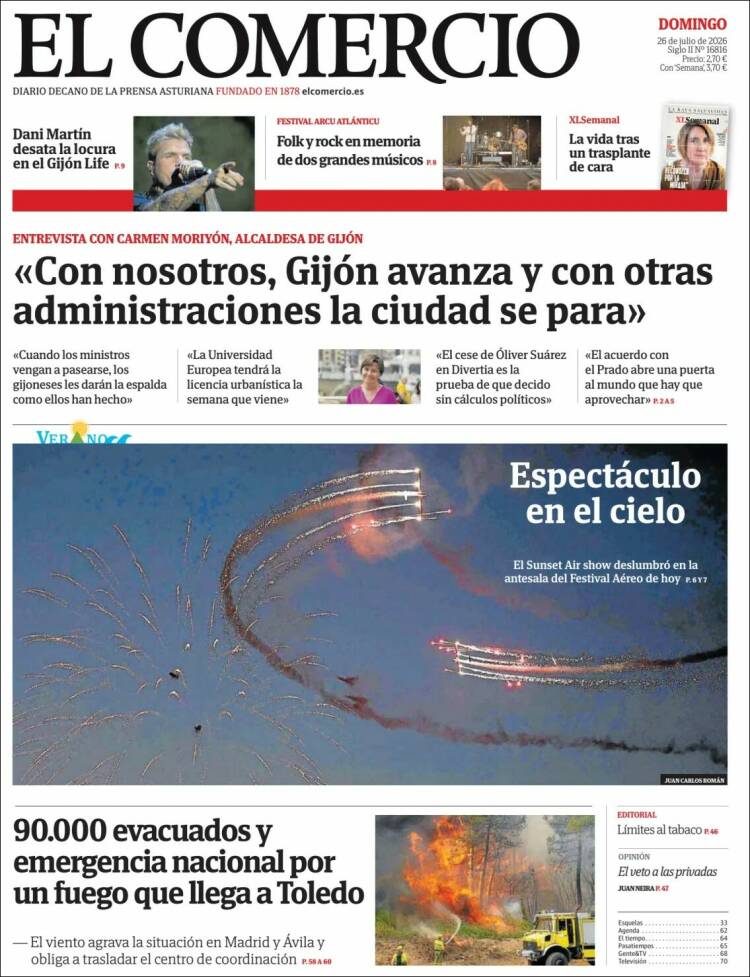 Portada de El Comercio - Gijón (Espa&ntilde;a)