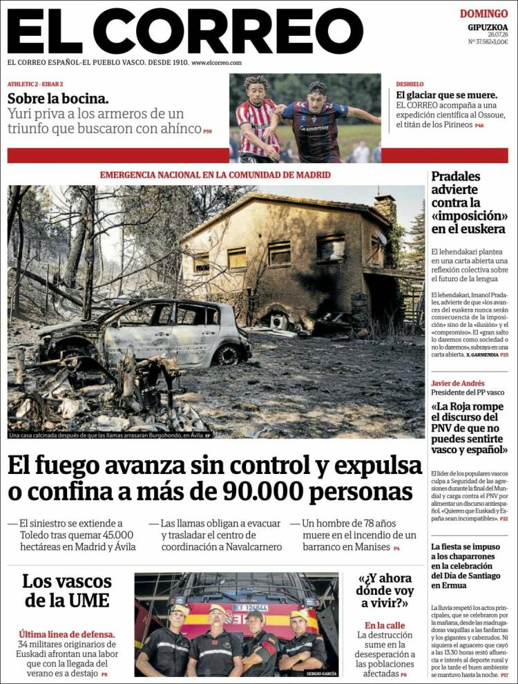 Portada de El Correo - Guipuzcoa (Espa&ntilde;a)