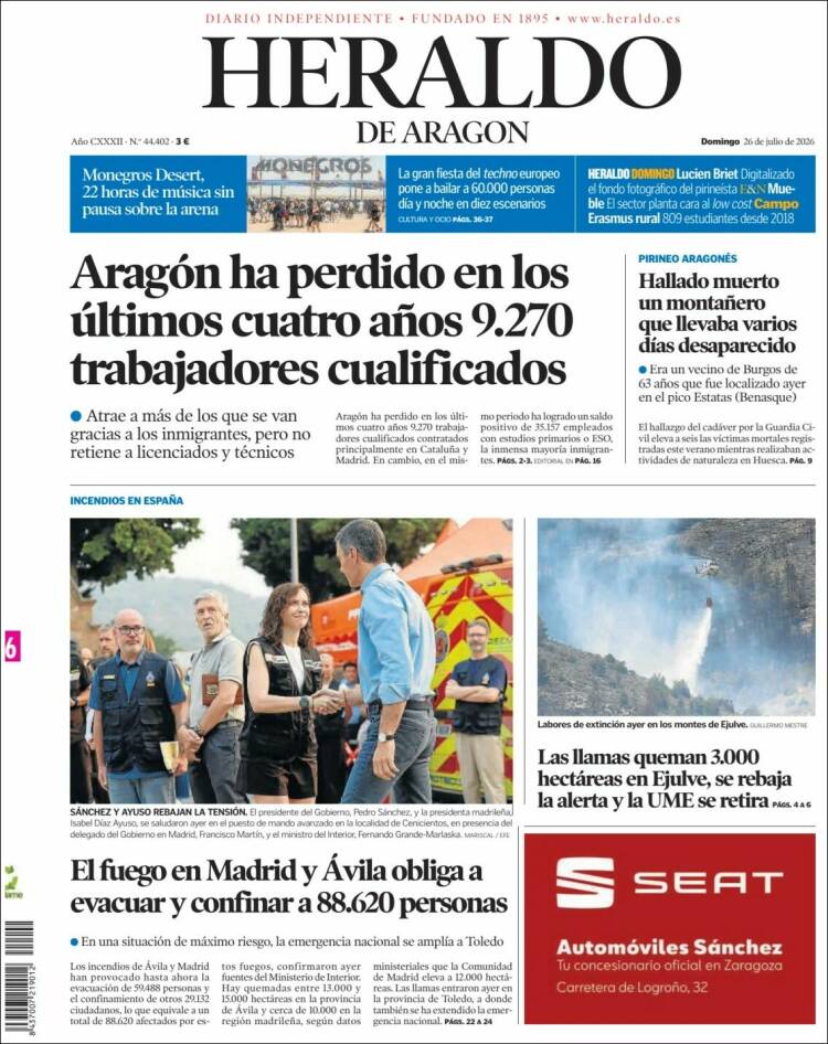 Portada de Heraldo de Aragón (Espa&ntilde;a)