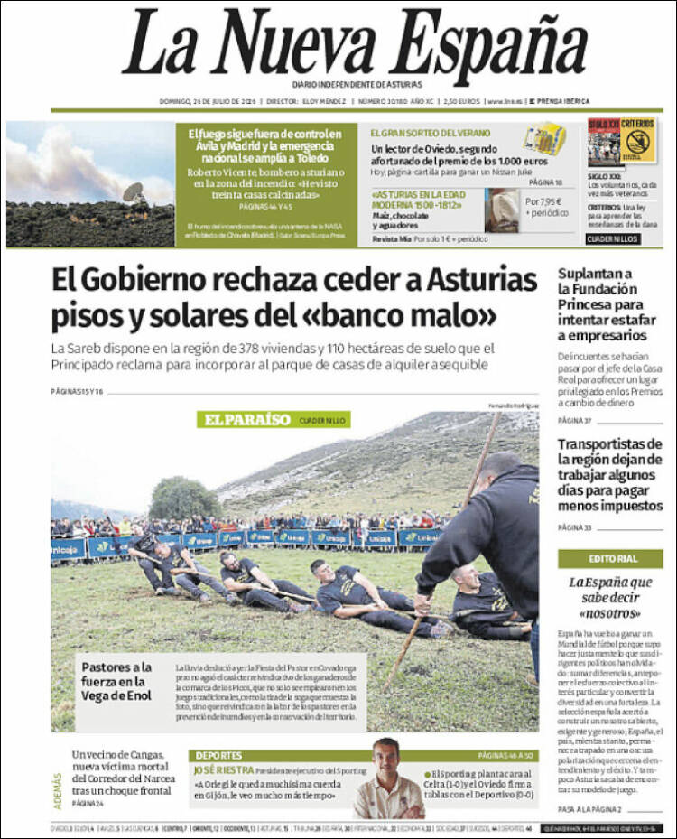 Portada de La Nueva España (Espa&ntilde;a)
