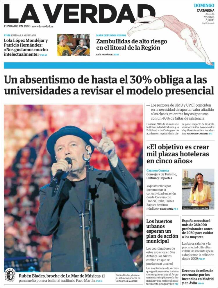 Portada de La Verdad de Cartagena (Espa&ntilde;a)