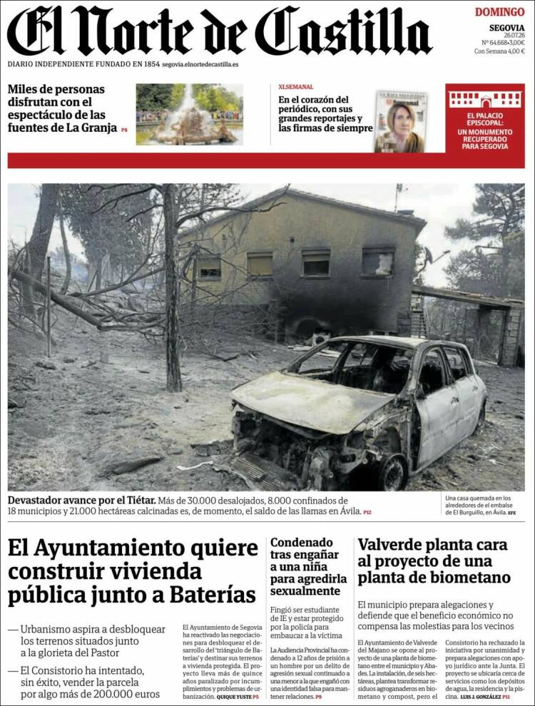 Portada de Norte de Castilla - Segovia (Espa&ntilde;a)