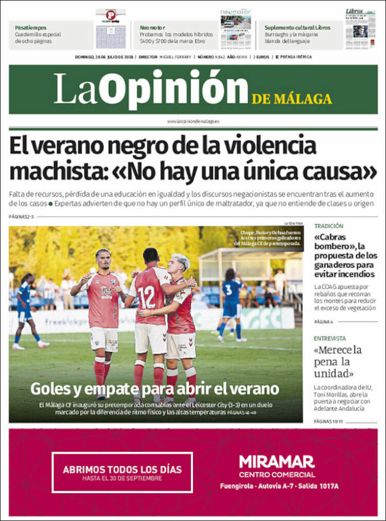 Portada de La Opinión de Málaga (Espa&ntilde;a)