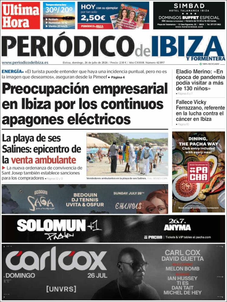Portada de Periódico de Ibiza (Espa&ntilde;a)