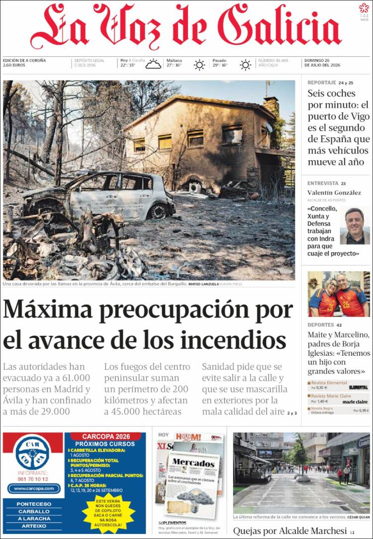 Portada de La Voz de Galicia (Espa&ntilde;a)
