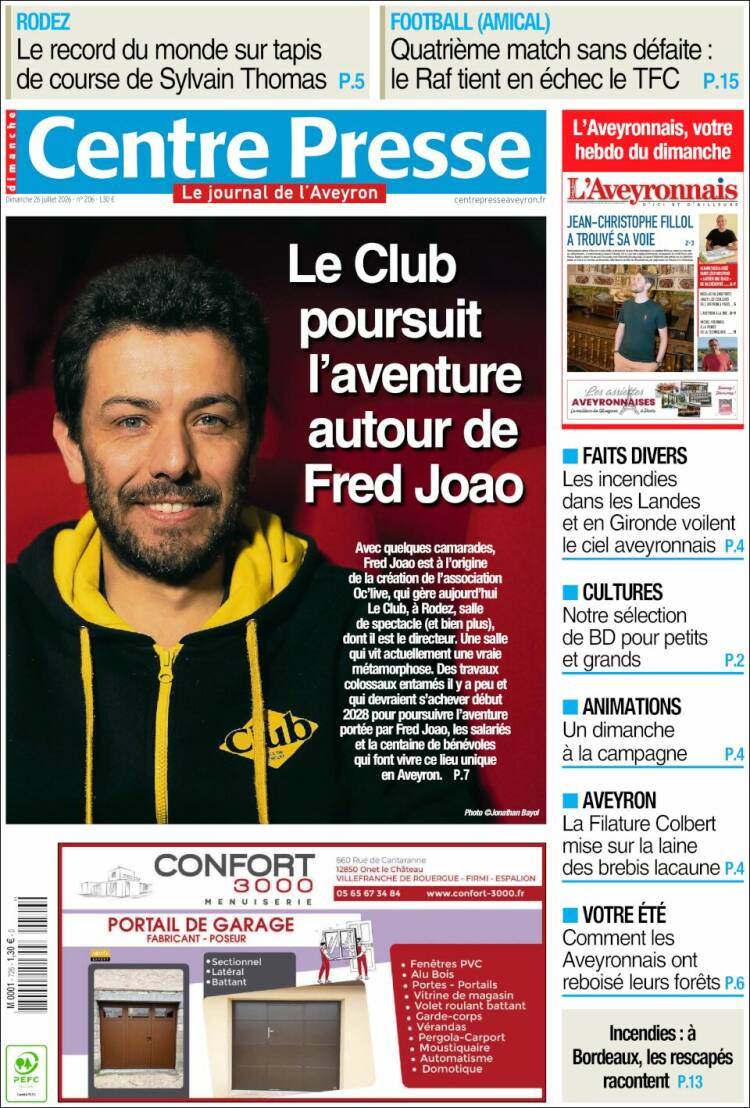 Portada de Centre Presse (Francia)
