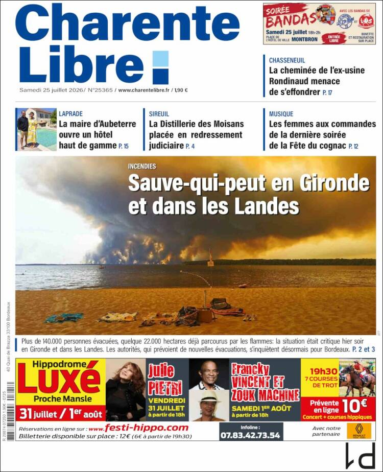 Portada de Charente Libre (Francia)