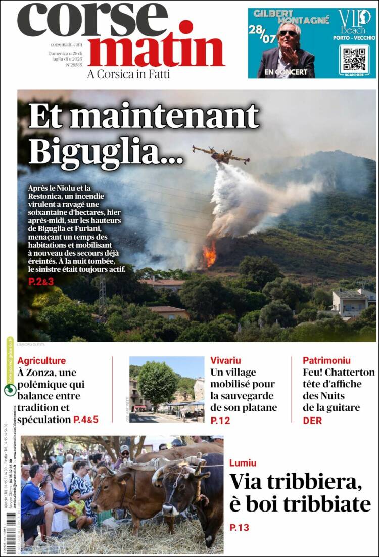 Portada de Corse-Matin (Francia)