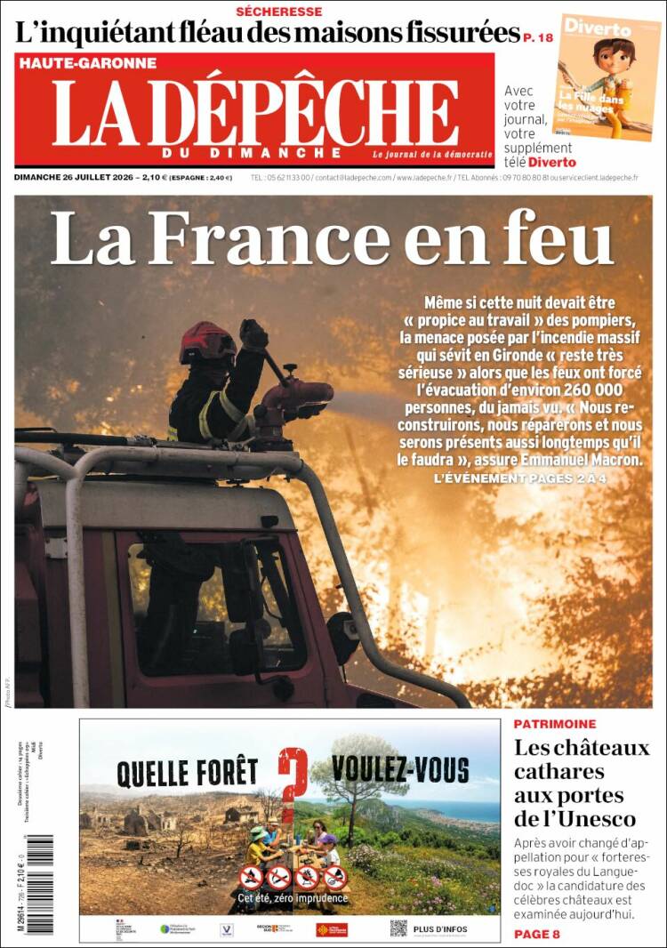 Portada de La Dépêche du Midi (Francia)