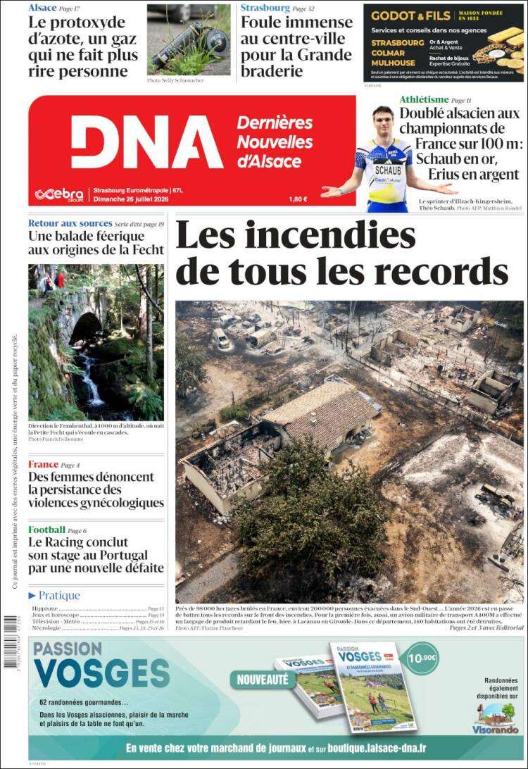 Portada de Les Dernières Nouvelles d'Alsace (Francia)