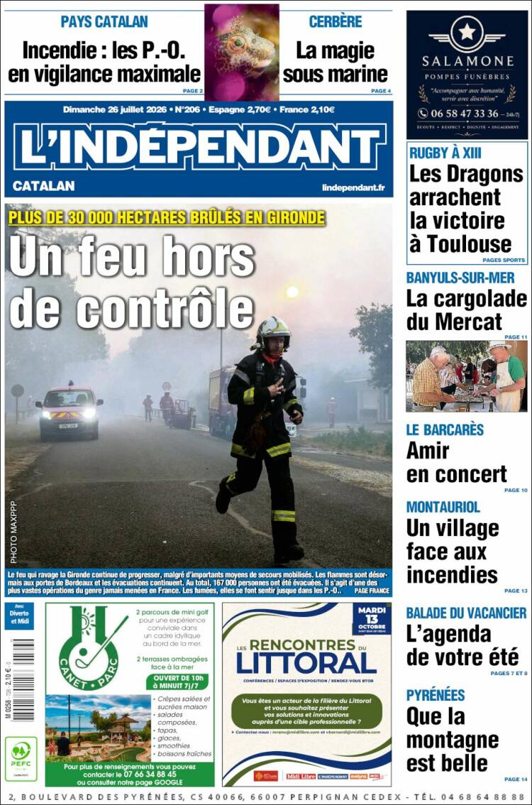 Portada de Le Indépendant (Francia)