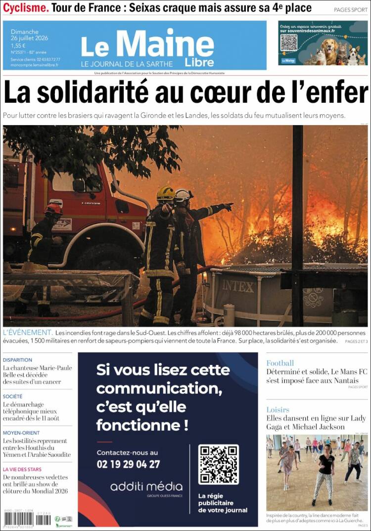 Portada de Le Maine Libre (Francia)
