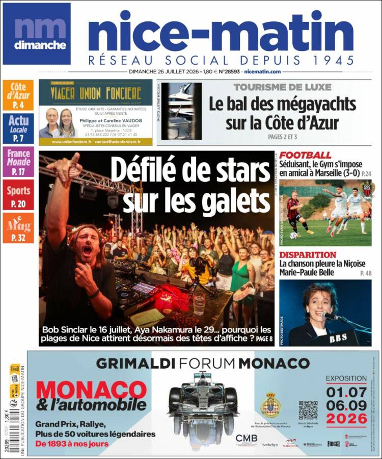 Portada de Nice-Matin (Francia)