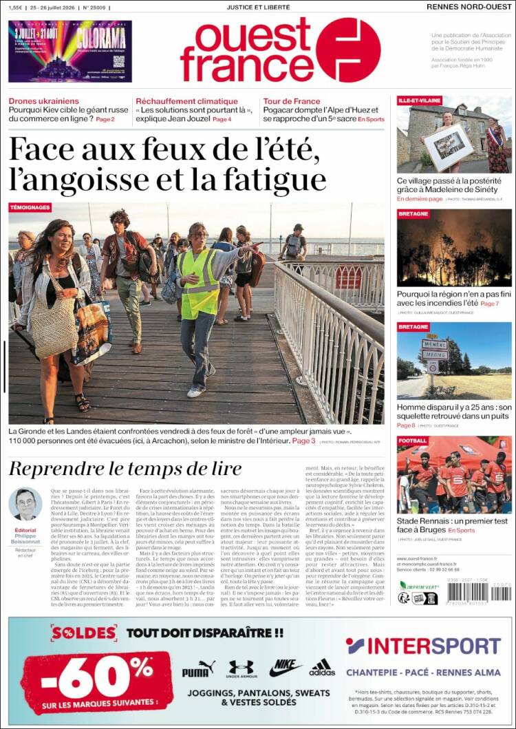 Portada de Ouest France (Francia)