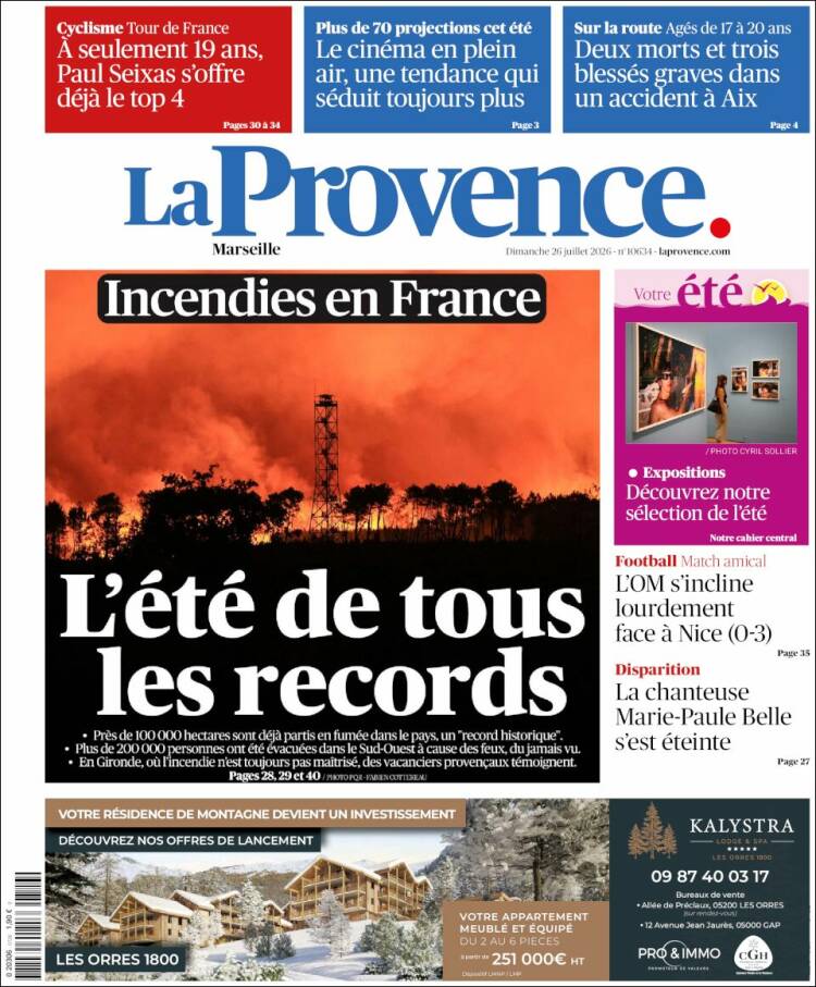 Portada de La Provence (Francia)