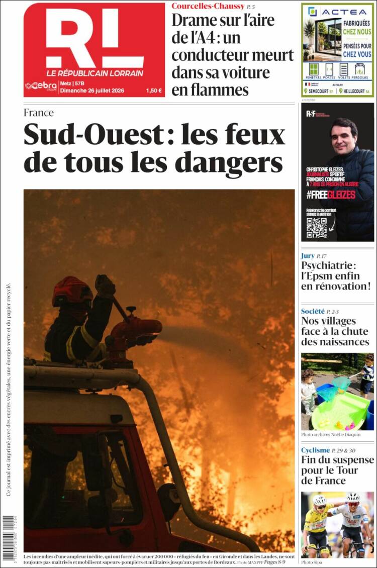 Portada de Le Republicain Lorrain (Francia)