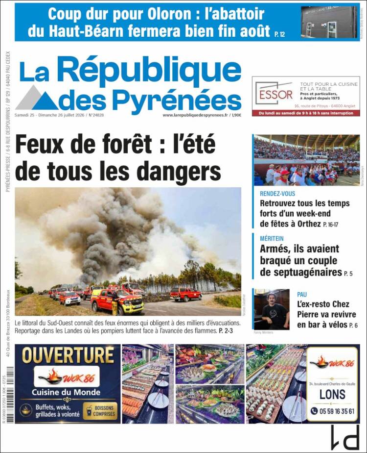 Portada de La République des Pyrénées (Francia)