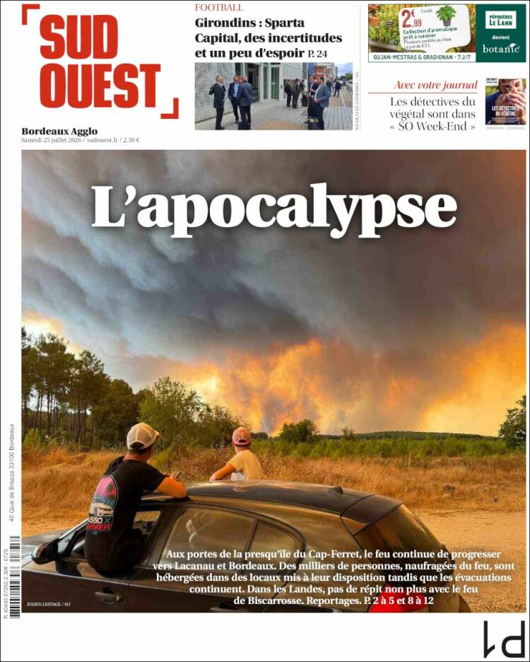 Portada de Sud Ouest (Francia)