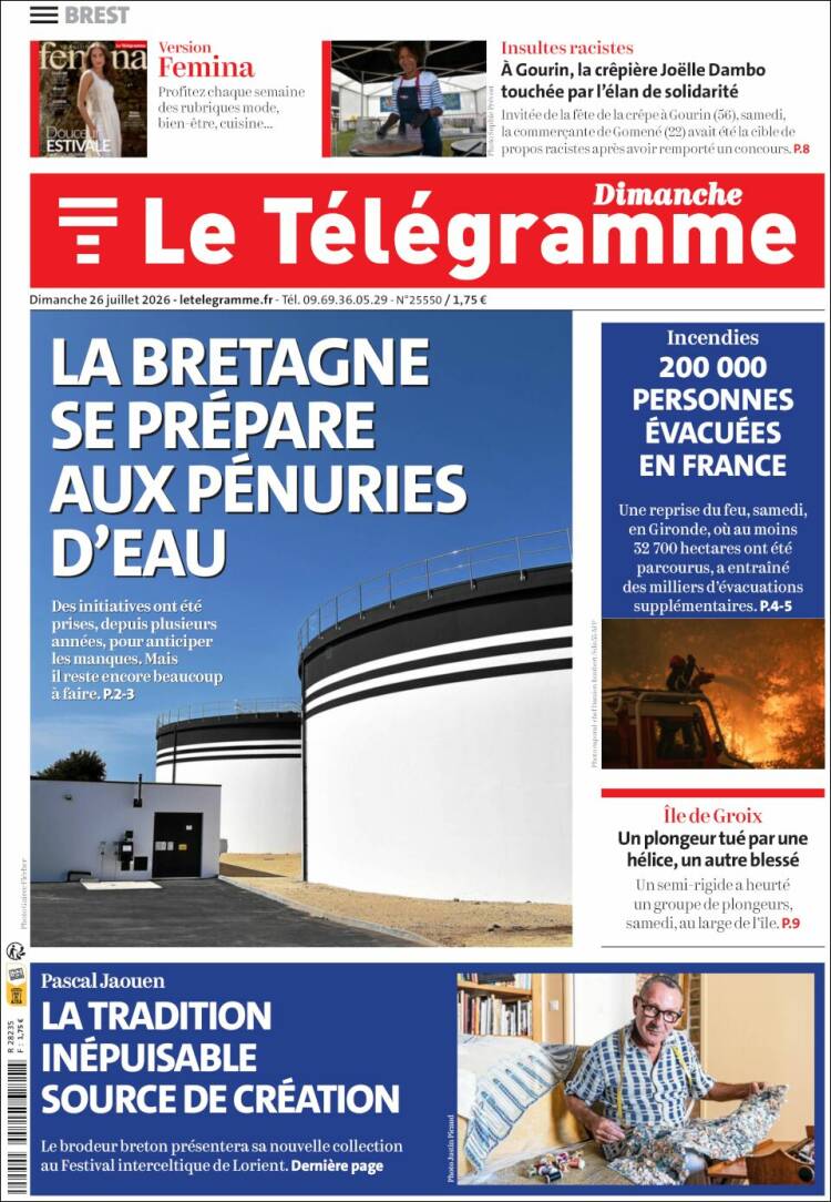 Portada de Télégramme (Francia)