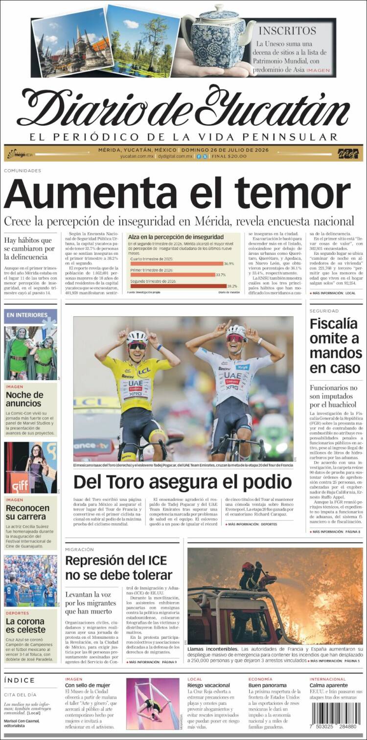 Portada de Diario de Yucatán (M&eacute;xico)