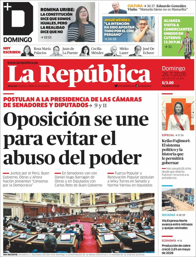 Portada de La Republica (Per&uacute;)