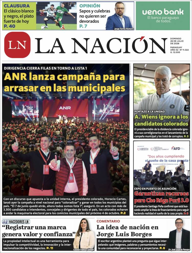Portada de La Nación (Paraguay)