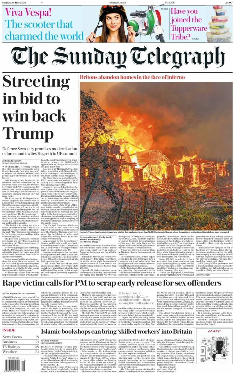 Portada de Daily Telegraph (Reino Unido)