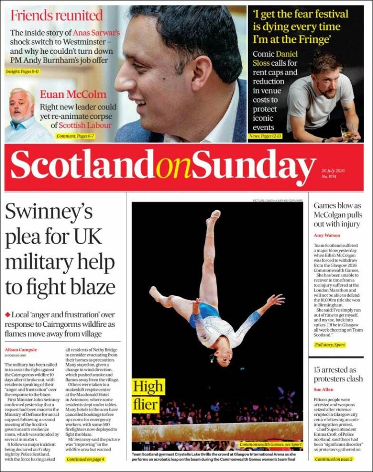 Portada de The Scotsman (Reino Unido)