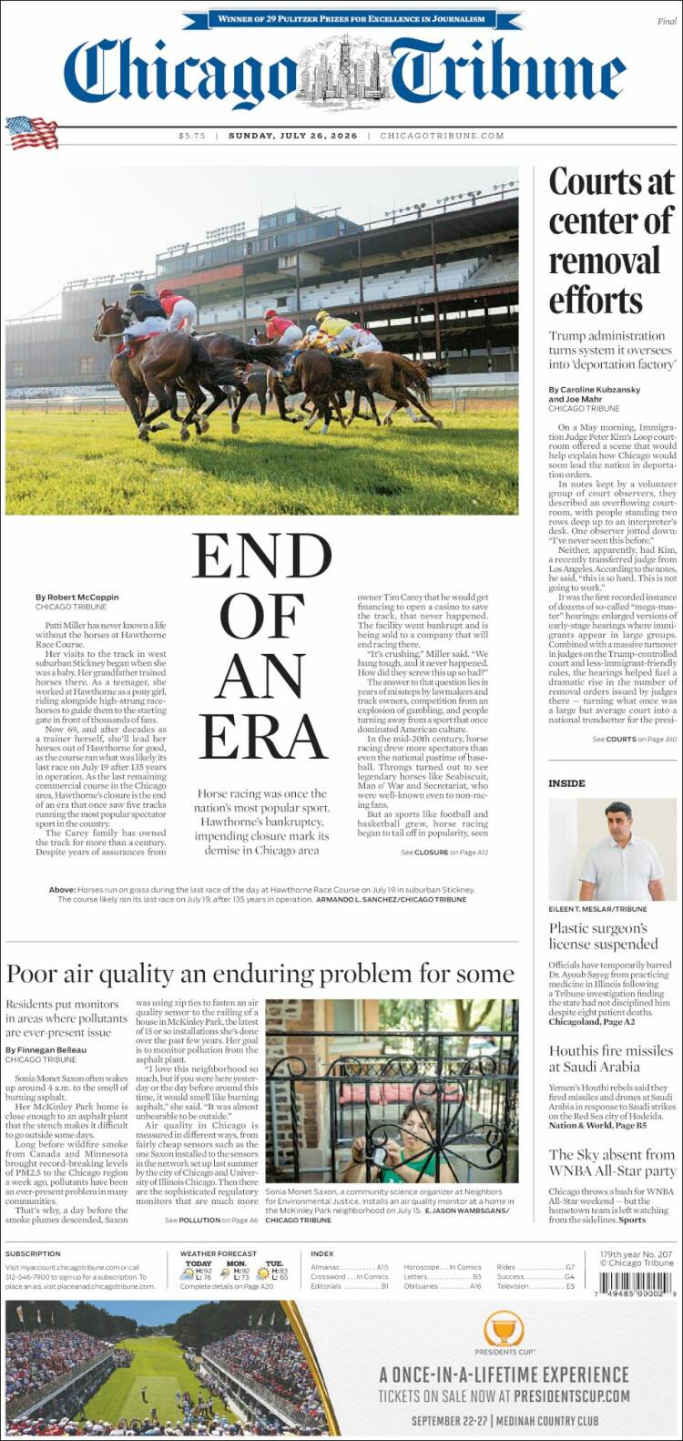 Portada de Chicago Tribune (USA)