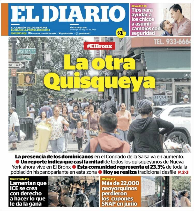 Portada de El Diario NY (USA)