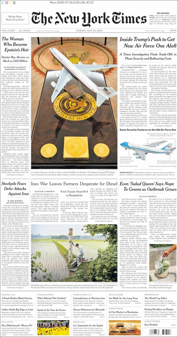 Portada de New York Times (USA)