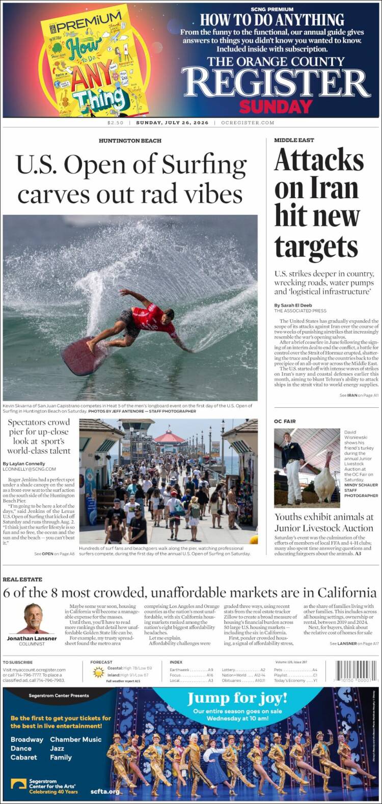 Portada de The Orange County Register (USA)