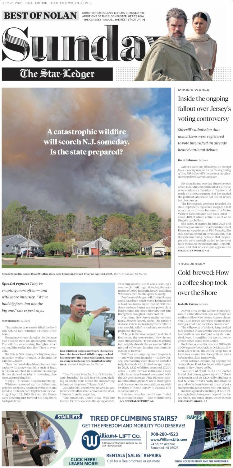 Portada de Star-Ledger (USA)