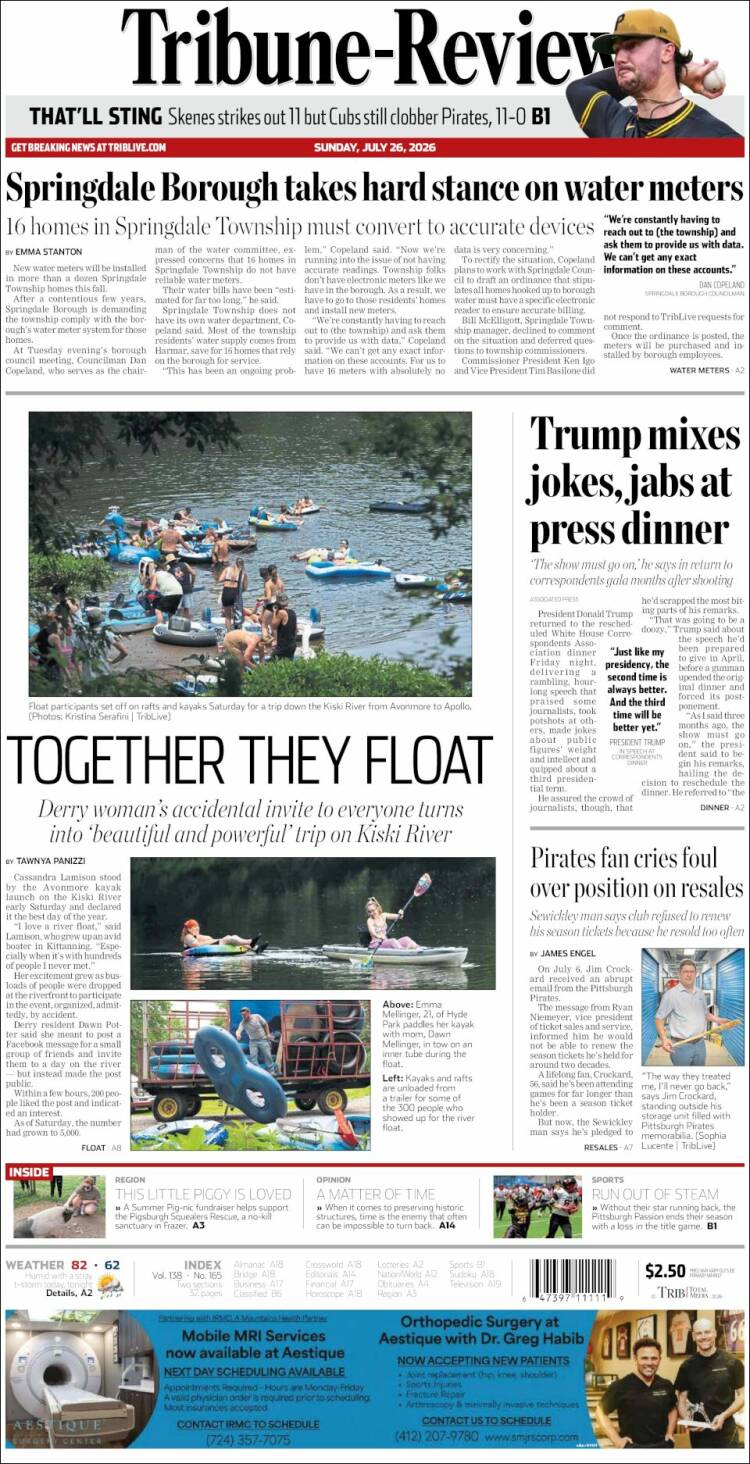 Portada de Tribune-Review (USA)