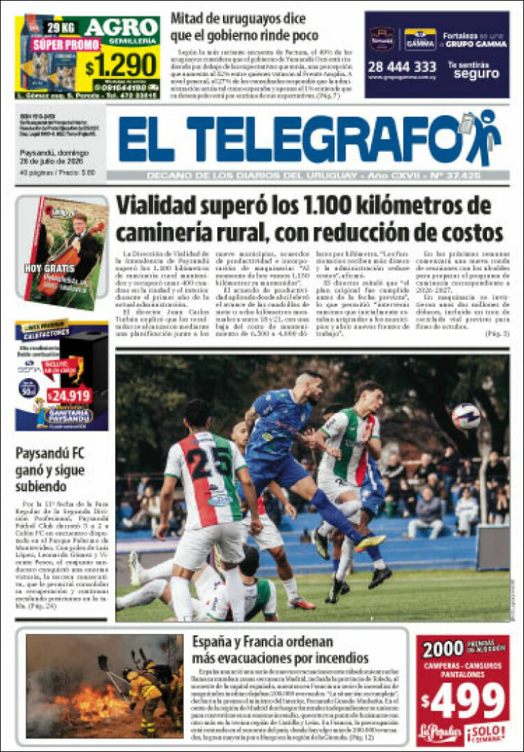 Portada de El Telégrafo (Uruguay)