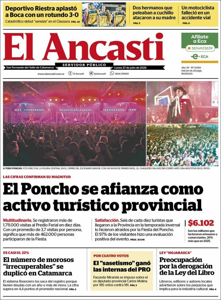 Portada de El Ancasti (Argentina)
