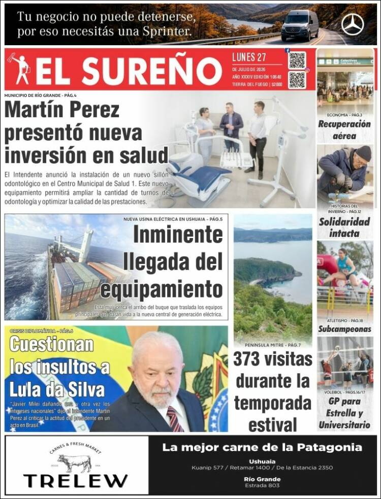 Portada de Diario El Sureño (Argentina)