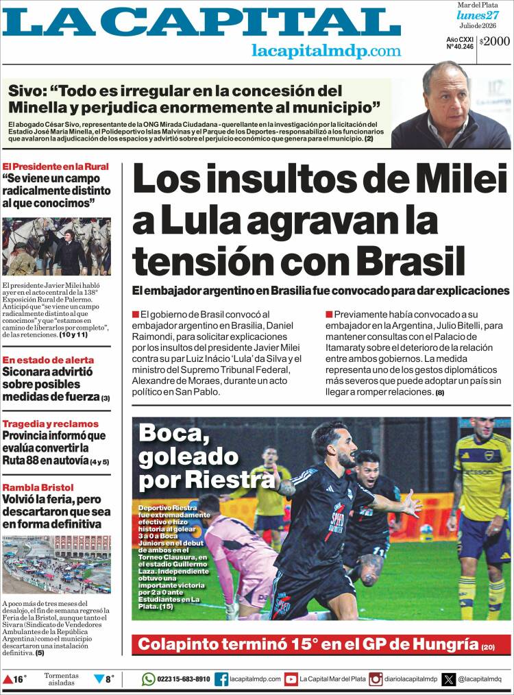 Portada de Diario La Capital - Mar del Plata (Argentina)