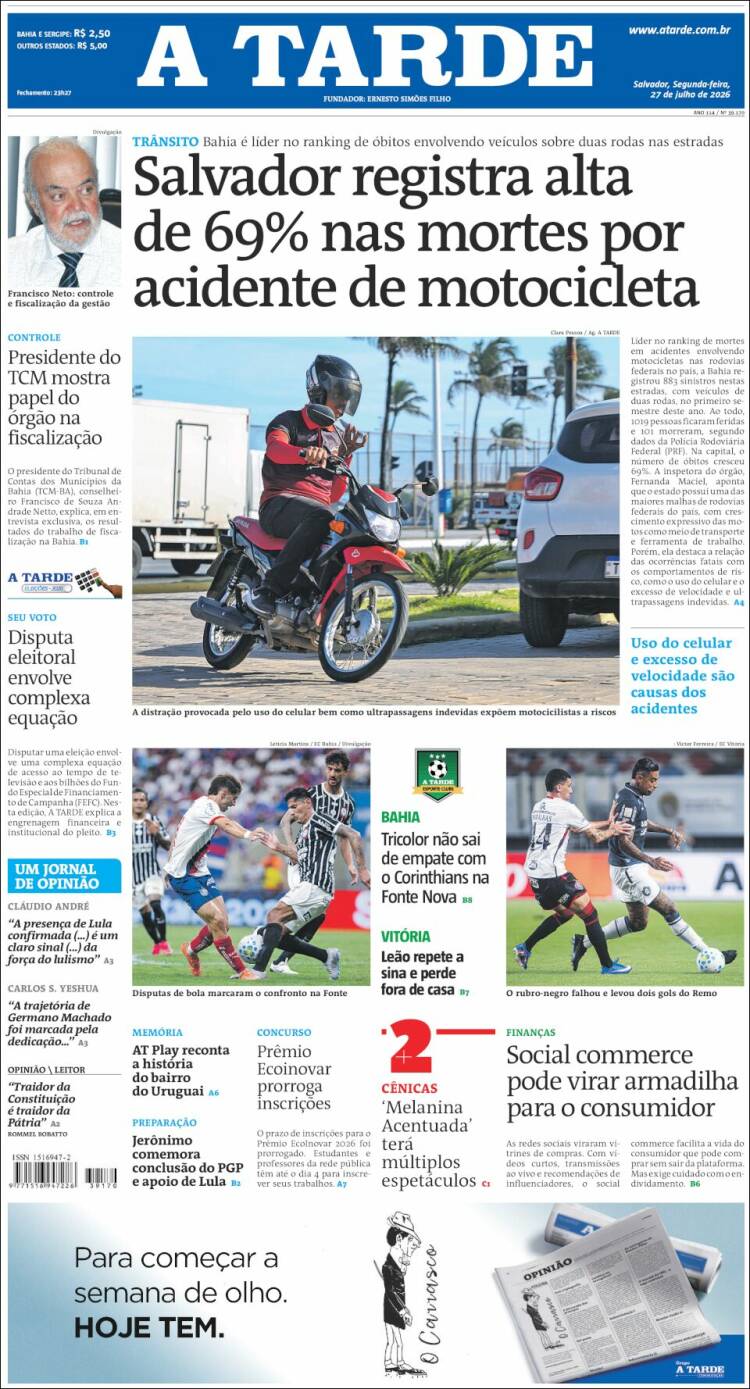 Portada de Diário A Tarde (Brasil)