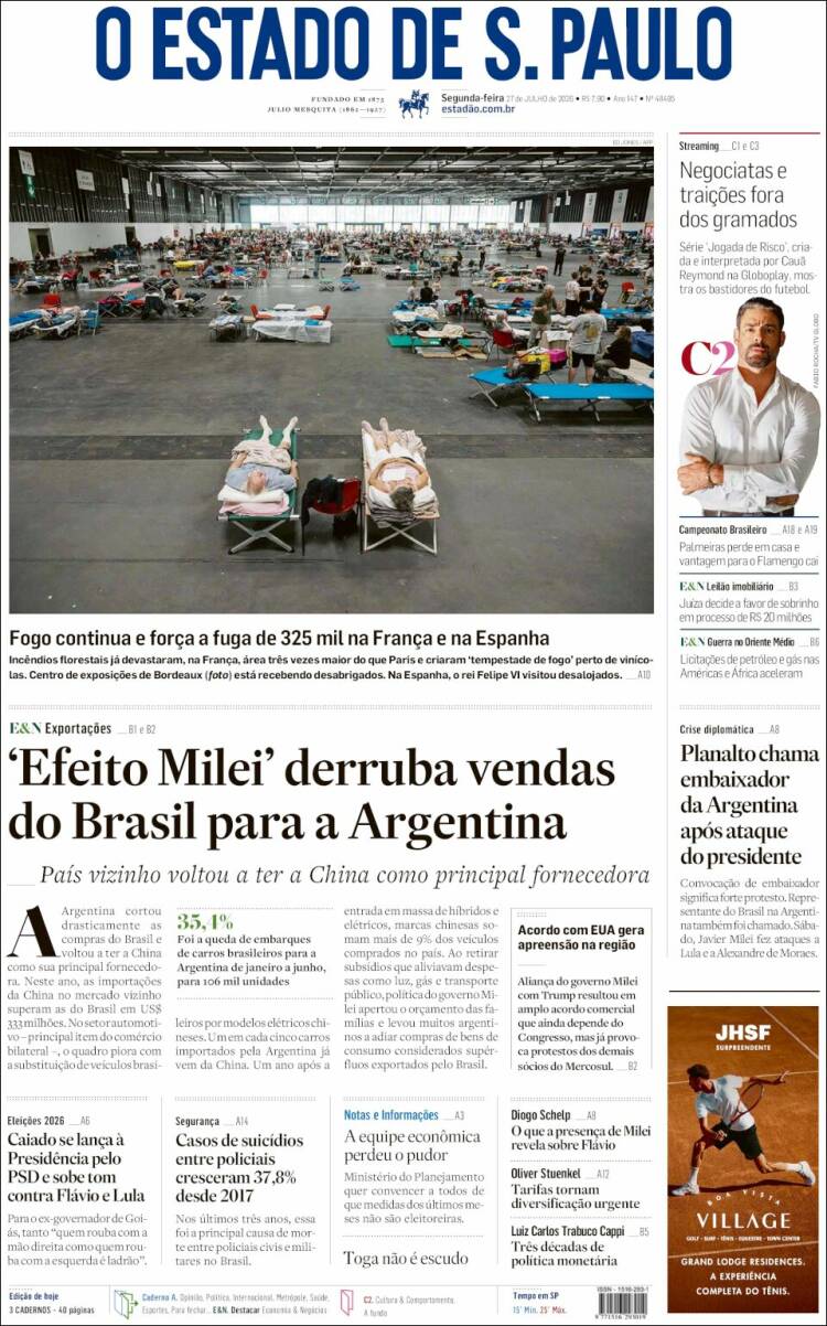 Portada de O Estado de São Paulo (Brasil)
