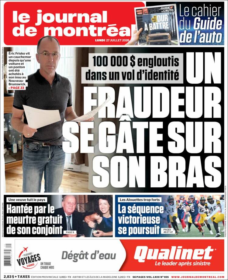 Portada de Le Journal de Montréal (Canad&aacute;)